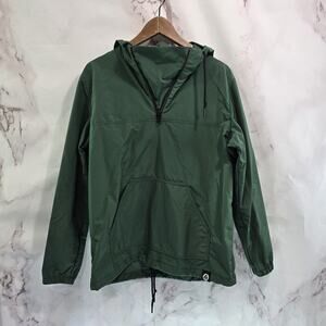 American Giant Jacket Mens Medium Green Windbreaker Quarter Zip Anorak Hooded